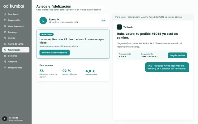 Kumbai: els avisos als clients