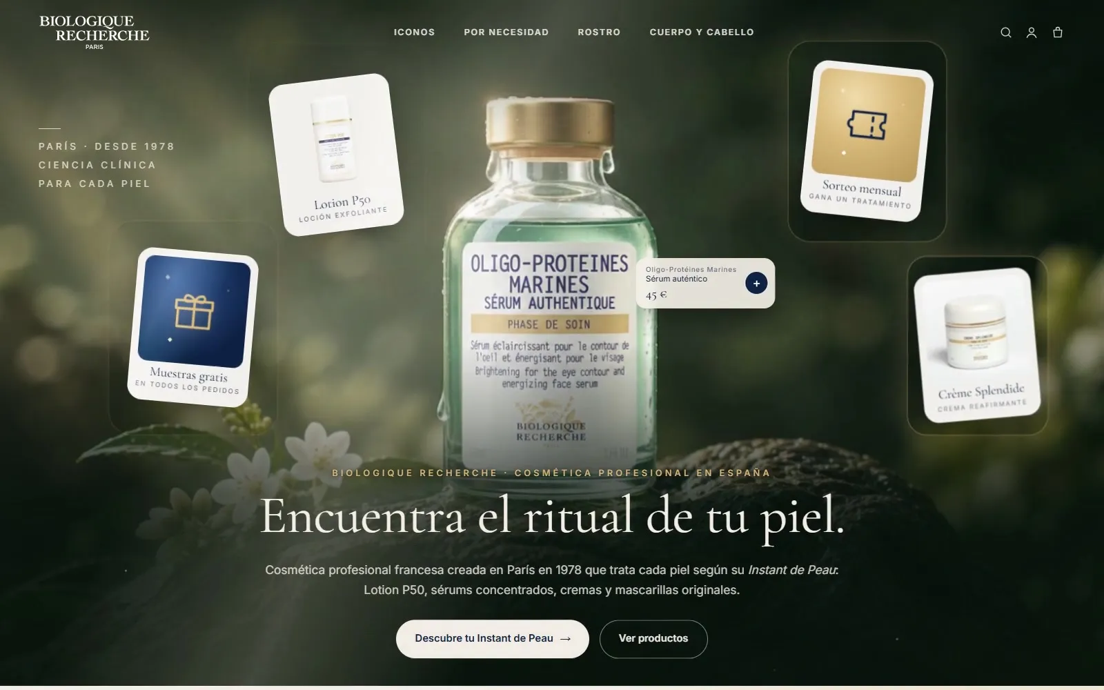 Portada del web de Biologique Recherche (Botiga en línia)