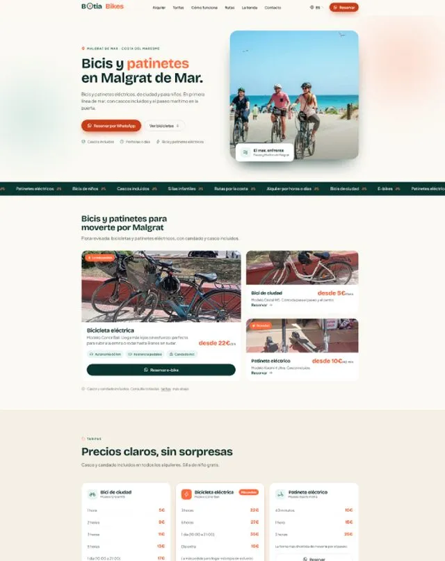 Web de Botia Bikes (Lloguer de bicis)
