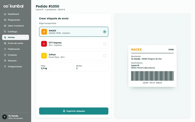 Kumbai: l’etiqueta d’enviament
