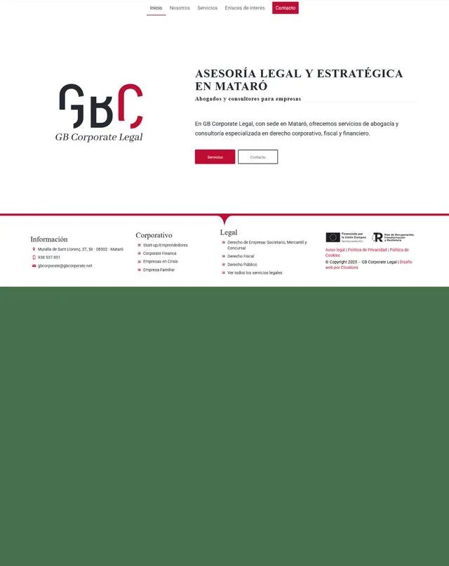 Web de GB Corporate Legal (Assessoria legal)