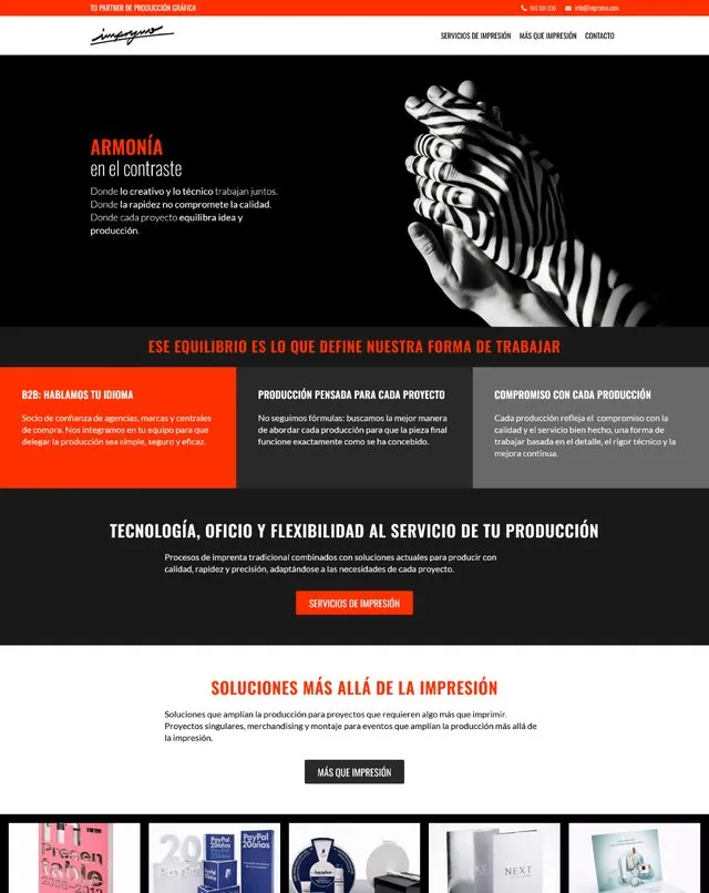 Web de Imprymo (Producció gràfica)
