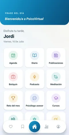 Psicovirtual: la pantalla d’inici