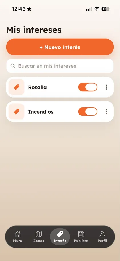 Snurkel: llista d’interessos activats