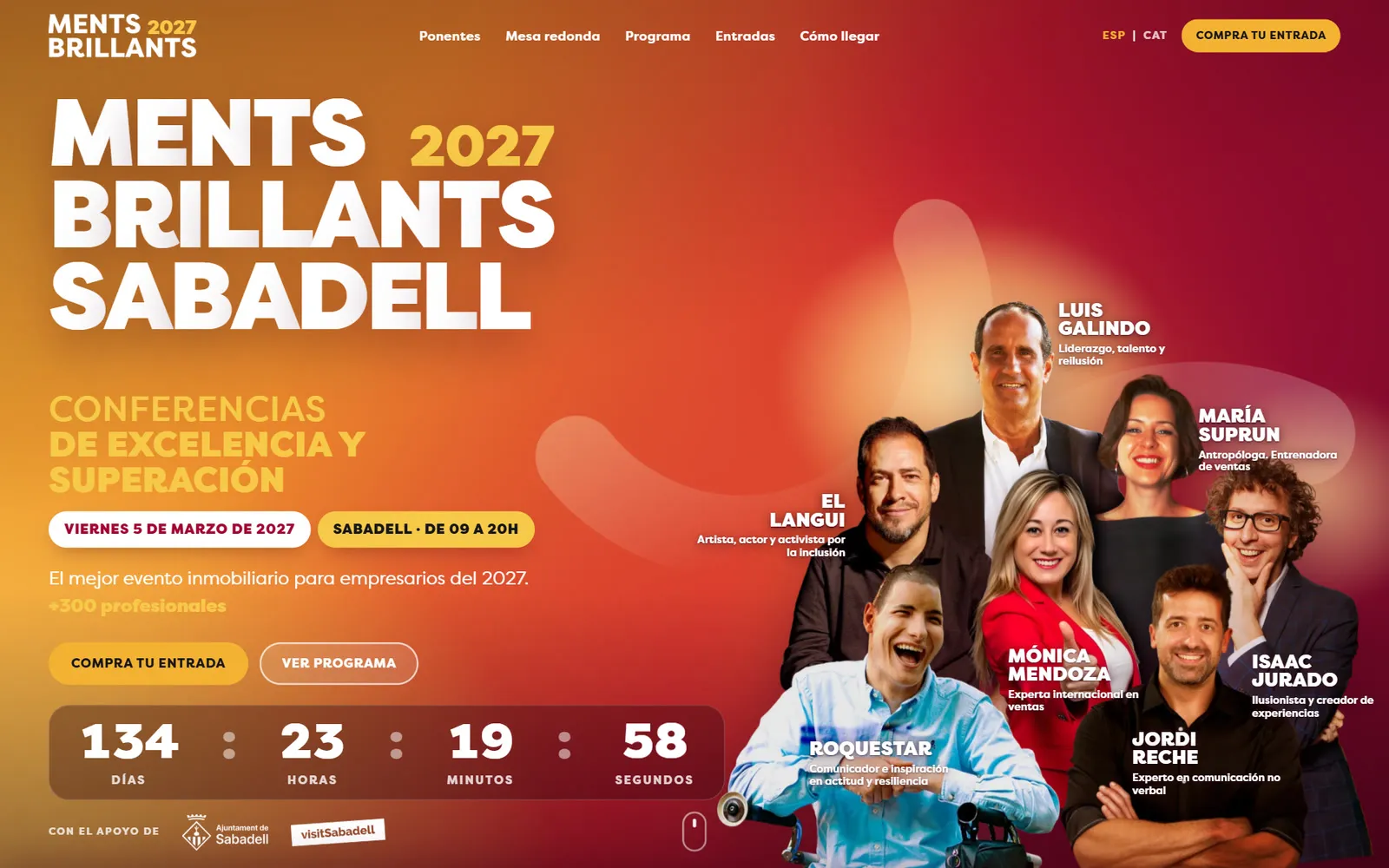 Portada del web de Ments Brillants (Esdeveniment de conferències)