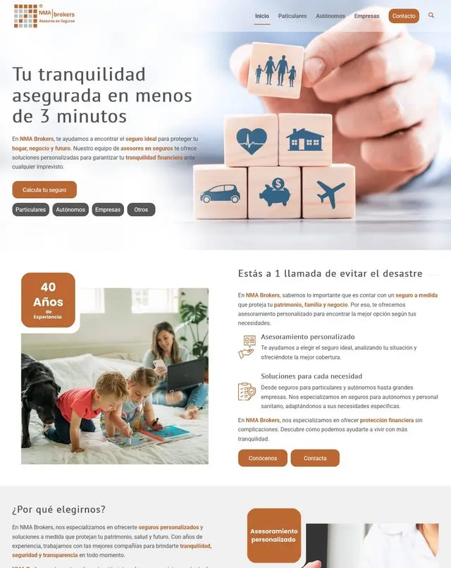Web de NMA Brokers (Assessors d’assegurances)