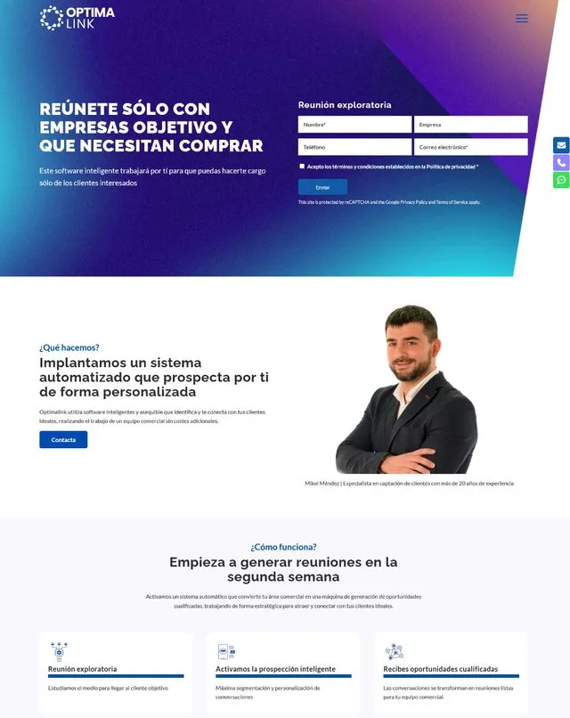 Web de Optimalink (Programari d’automatització)