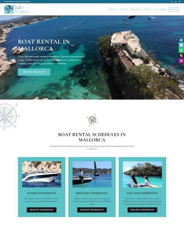 Web de Sail&Protect (Lloguer de vaixells)