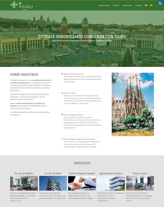 Web de Tairu Barcelona (Immobiliària)