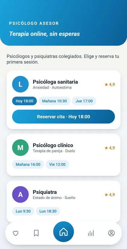 Psicovirtual: professionals i reserva de cita